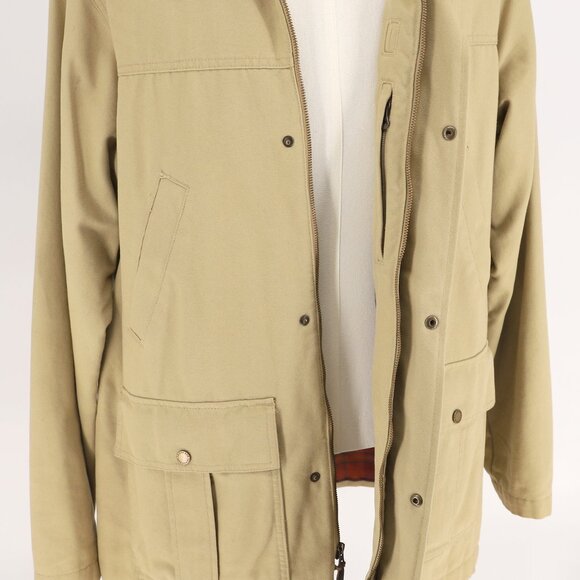 LANDS' END Men's Canvas Chore Barn Coat Field Jacket Plaid Khaki Tan Size L - Picture 6 of 12